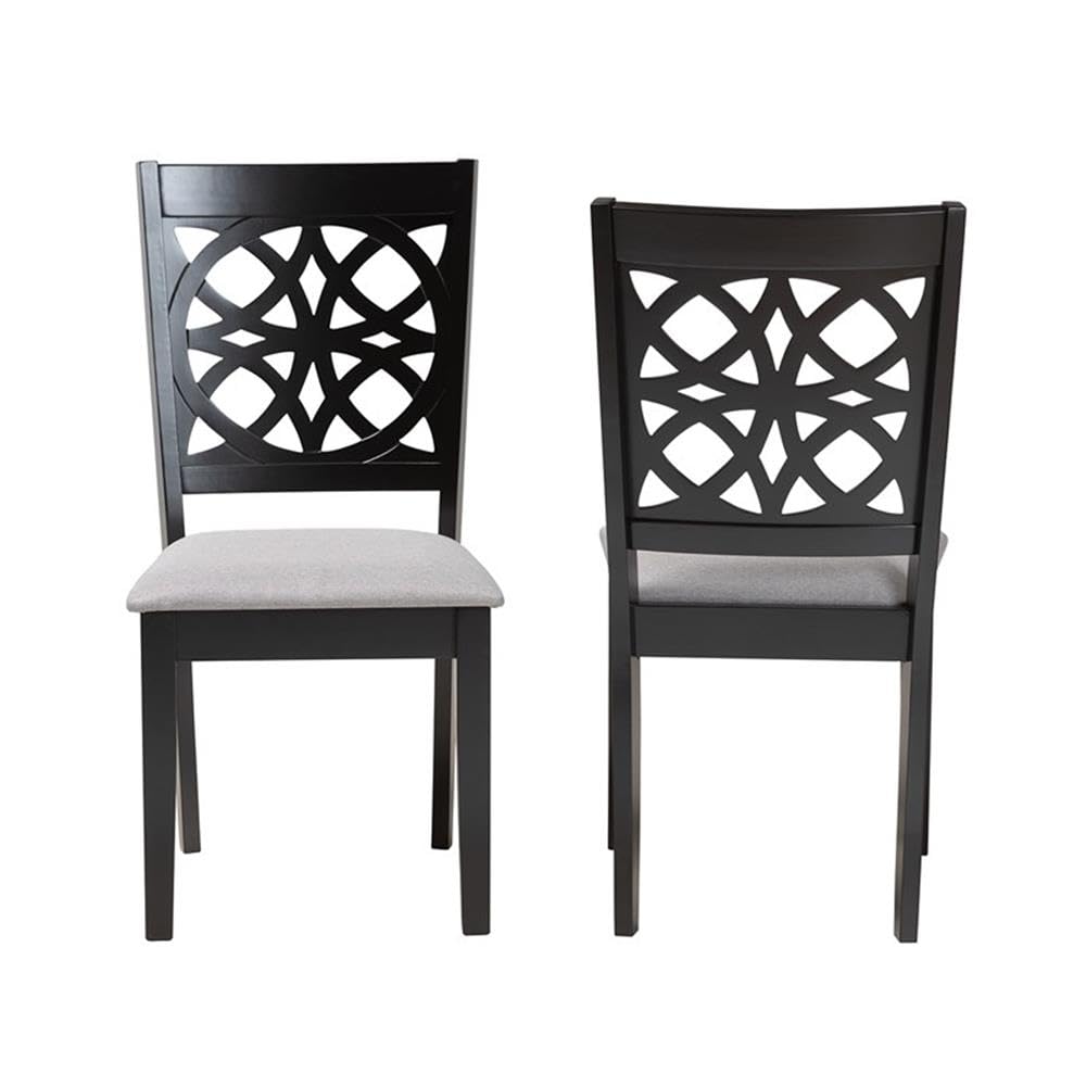 Baxton Studio Abigail Modern Grey Fabric and Dark Brown Finished Wood 2-Piece Dining Chair Set