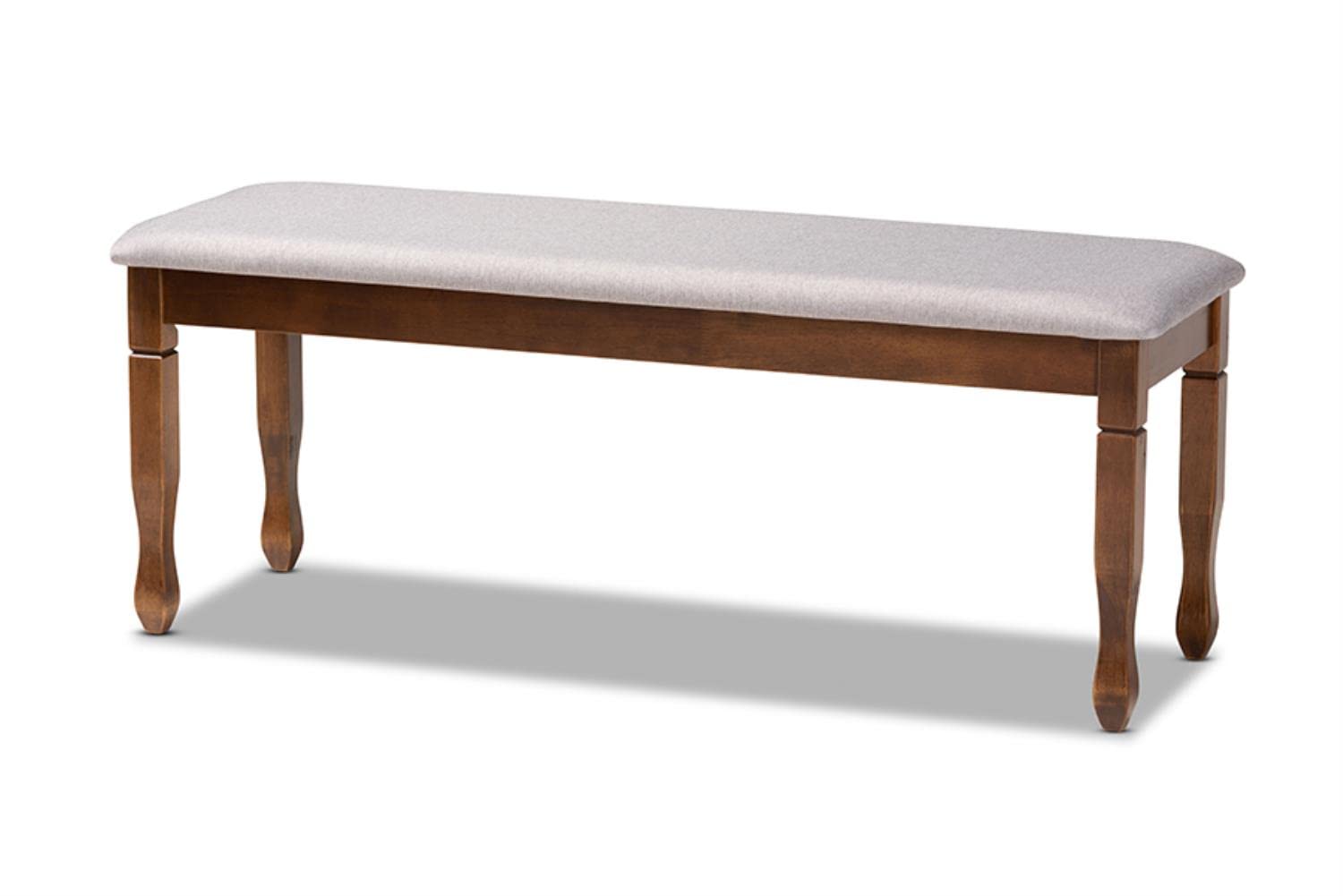 Baxton Studio Corey Modern And Contemporary Grey Fabric Upholstered And Walnut Brown Finished Wood Dining Bench
