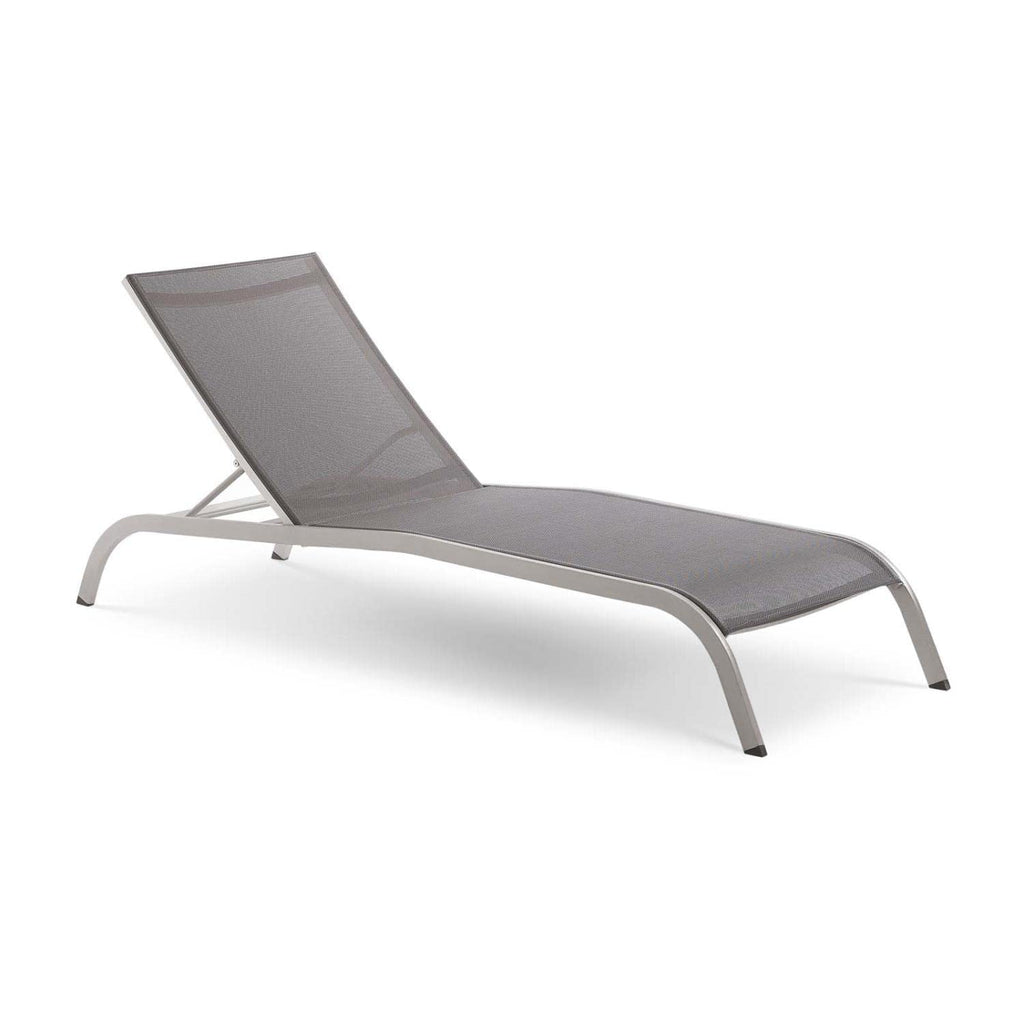 Modway Savannah Modern Aluminum Patio Chaise Lounge In Gray (Set Of 4)