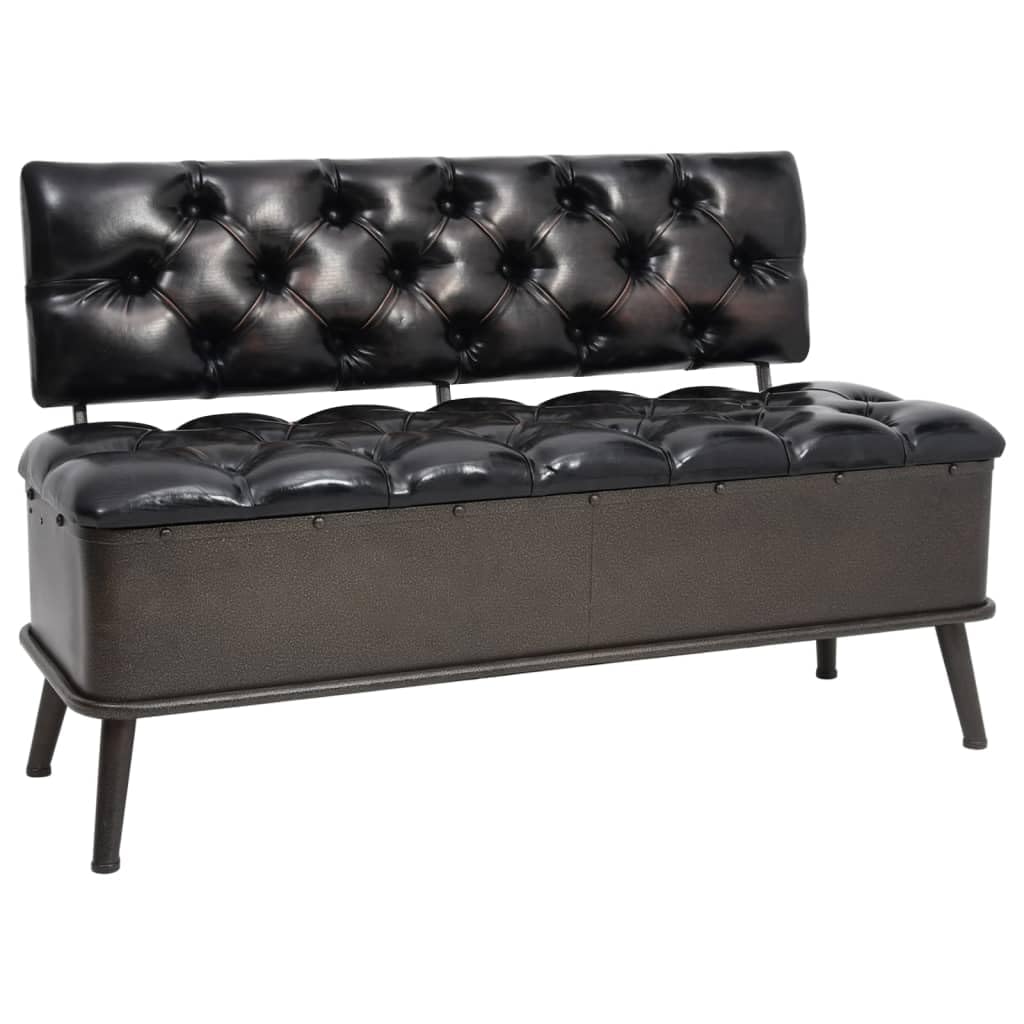 vidaXL Storage Bench with Backrest in Black Faux Leather - Versatile Furniture for Hallway or Living Room, Comfortable Seating with Ample Storage Space