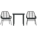 vidaXL 3 Piece Garden Dining Set Black Poly Rattan Glass