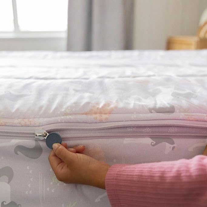 Beddy'S Fairytale Unicorn Girls Durable Zipper Bedding For Kids, Bed In A Bag, Purple Sheets & Comforter With Unicorns Design, I