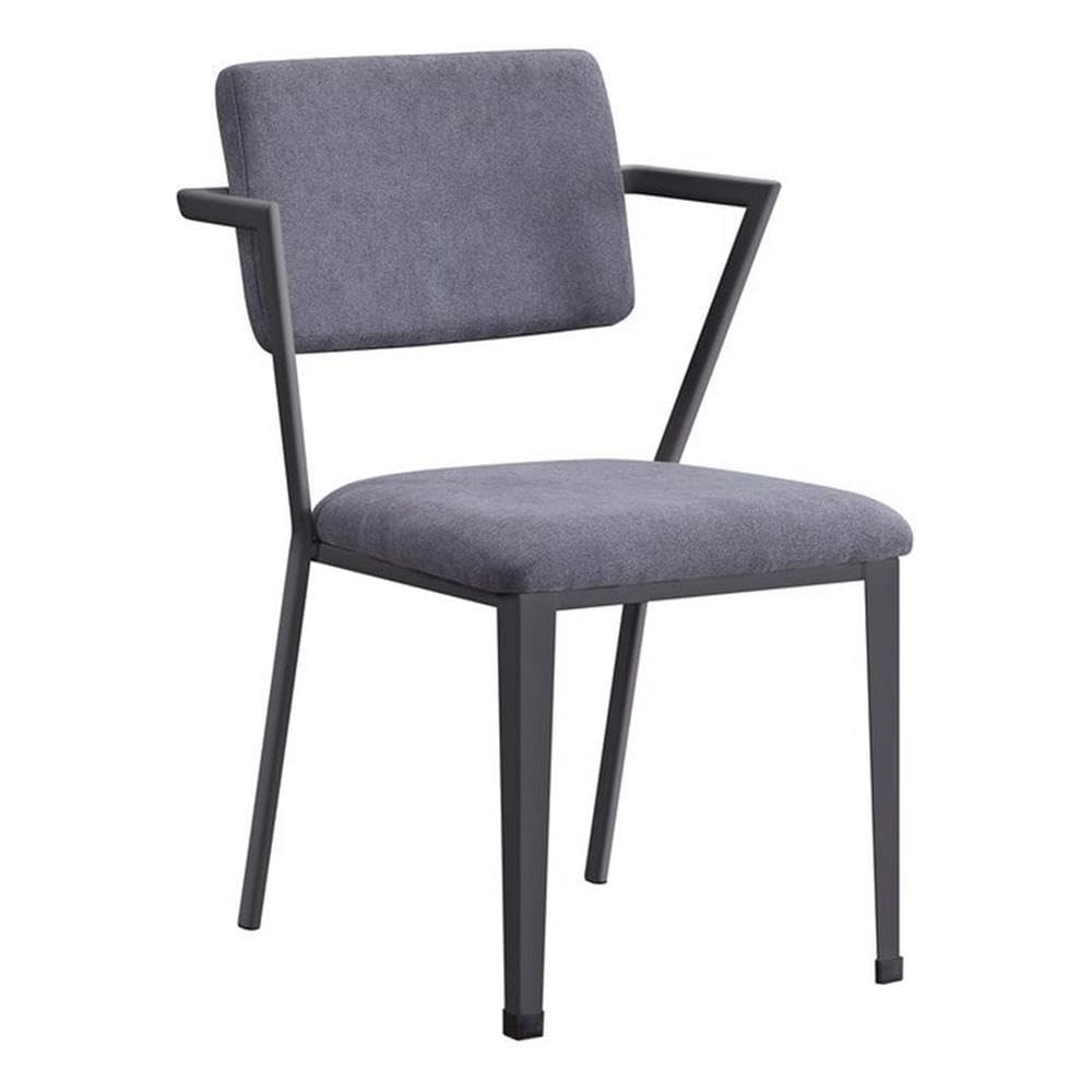 Acme Cargo Upholstered Dining Arm Chair in Gray and Gunmetal Set of 2