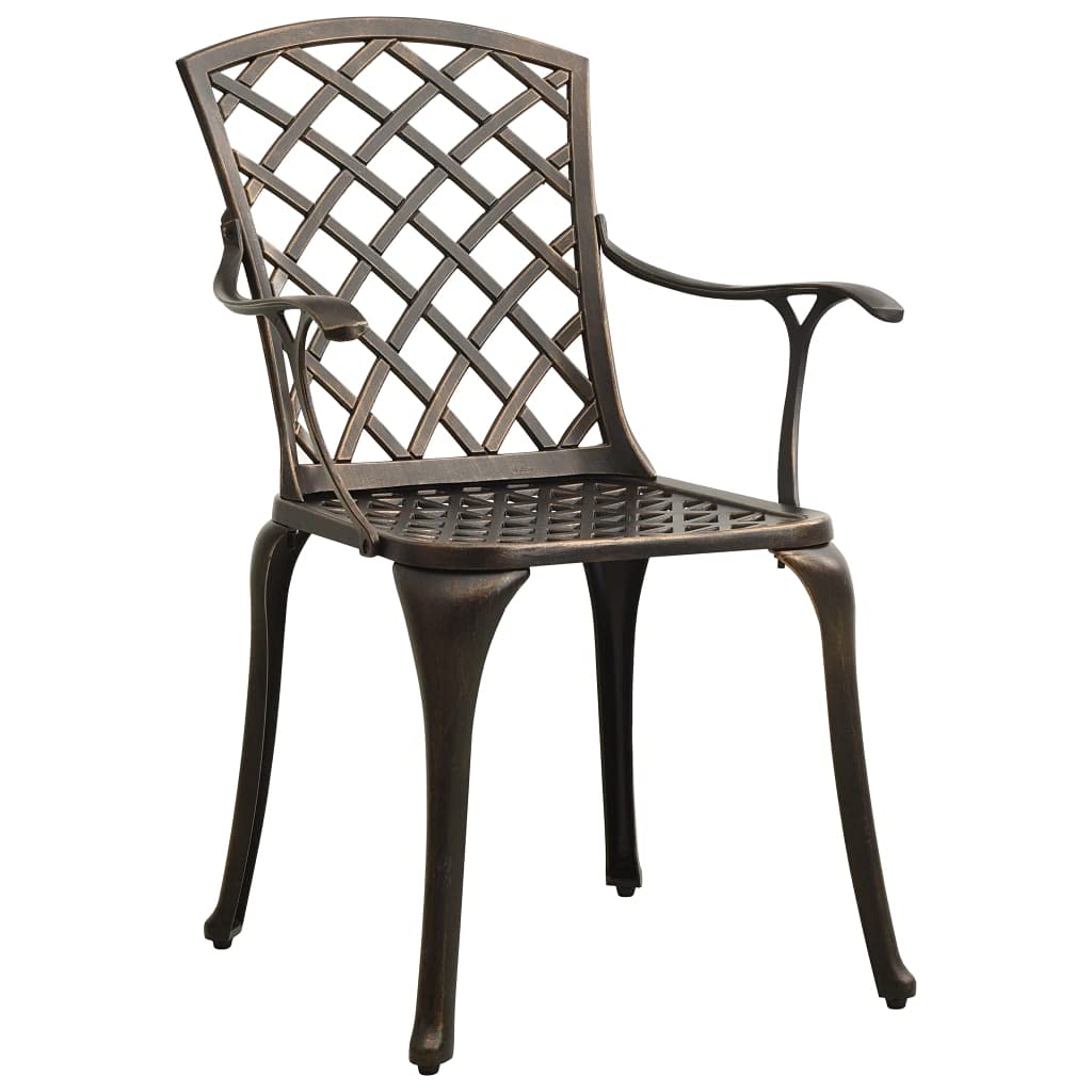 vidaXL 3-Piece Patio Bistro Set - Sturdy Cast Aluminum Garden Furniture - Elegant Bronze Finish with Umbrella Hole - for Outdoor Seating and Dining