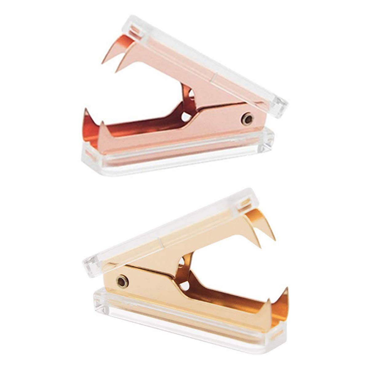 Rose Gold And Gold Staple Remover - 2 Pack Staple Removal Tool Set, Luxury Acrylic Rose Gold And Gold Office Supplies & Desk Acc