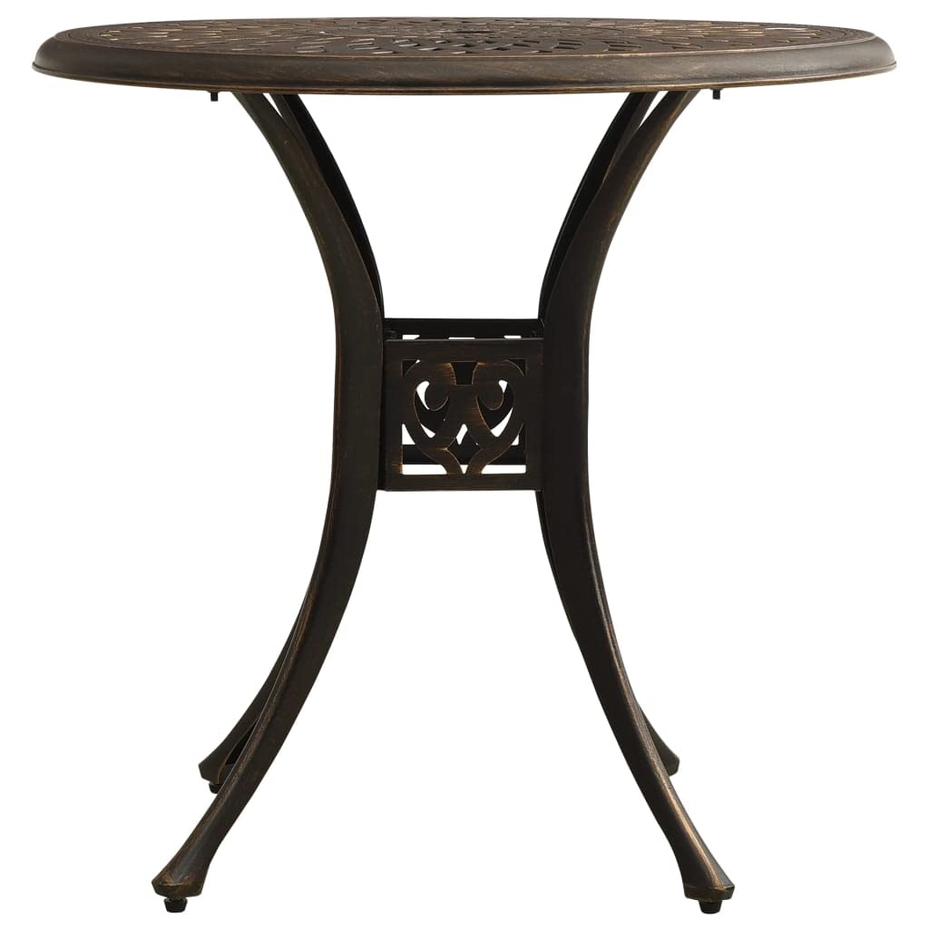 vidaXL Round Patio Table - Cast Aluminum Outdoor Tea Table with Umbrella Hole and Hollow Top Design, 30.7" Diameter, Bronze