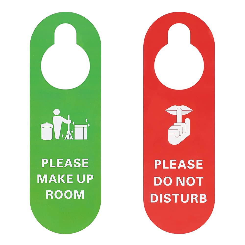 (Pack Of 10) Aspire Double Sided Please Do Not Disturb Please Make Up Room Door Hanger Sign Plastic Door Knob Hanger Sign
