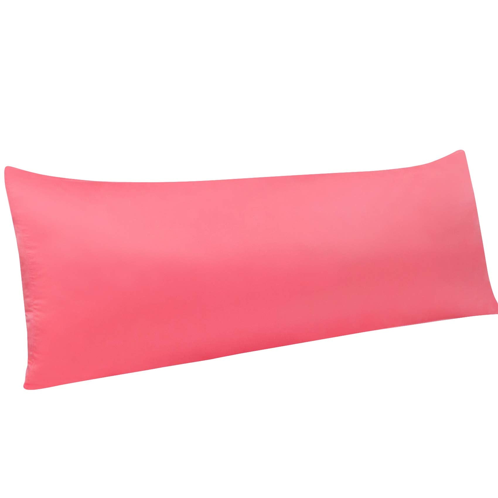 Ntbay Zippered Satin Body Pillow Pillowcase, Silky Slip Cooling Body Pillow Cover, Long Side Hidden Zipper, 20X54 Inches, Coral Pink