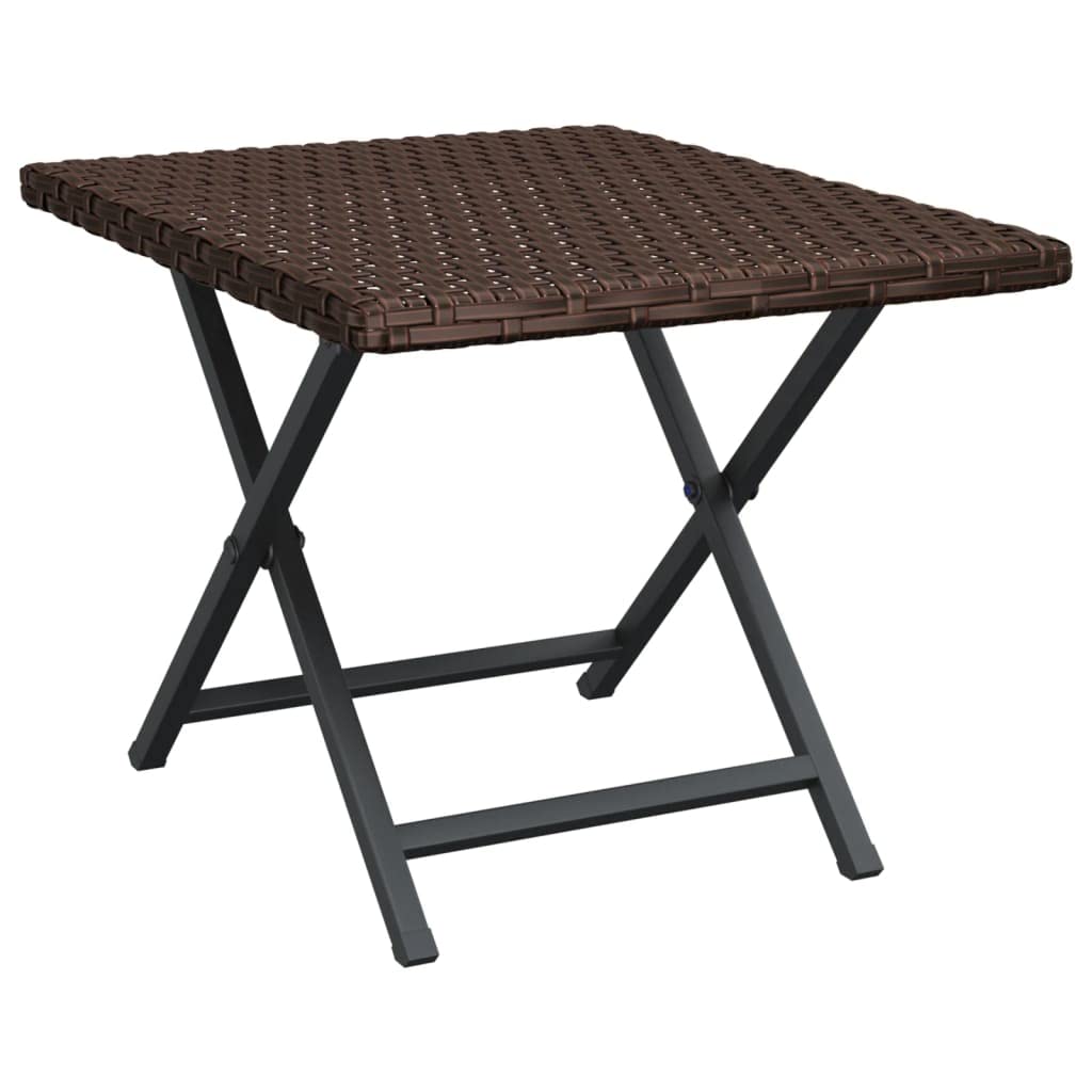 vidaXL Folding Table Brown 45 x 35 x 32 cm Resin Braided Folding Table, Table, Patio Furniture, Garden Furniture, Outdoor Furniture