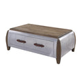 Brancaster Coffee Table in Antique Oak and Aluminum
