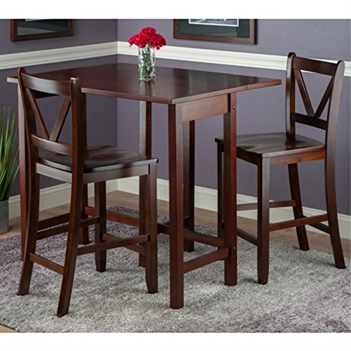 Ergode Space-Saving 3-Pc Lynnwood Drop Leaf Table with 2 V-Back Stools