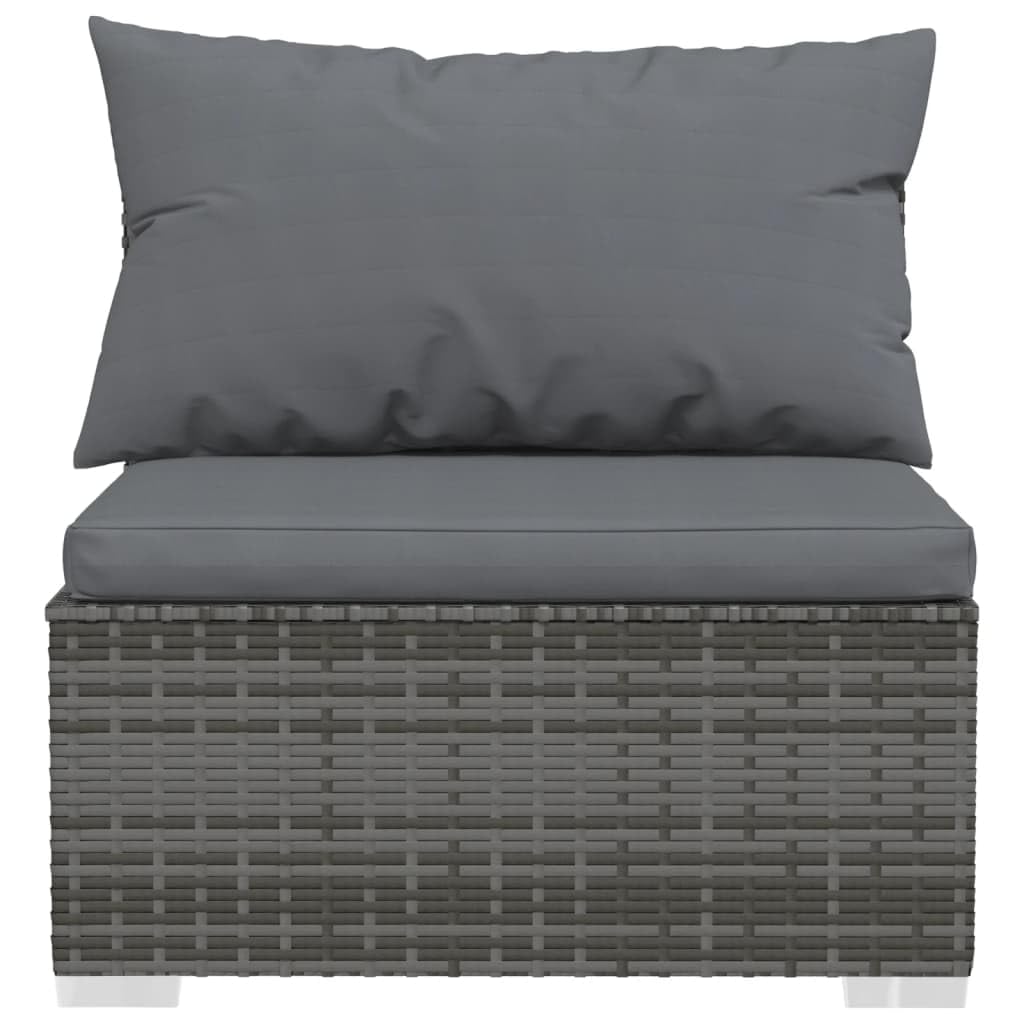 vidaXL Patio Lounge Set 9 Piece with Cushions Garden Outdoor Lawn Yard Terrace Balcony Seat Seating Sofa Lounge Set Furniture Gray Poly Rattan