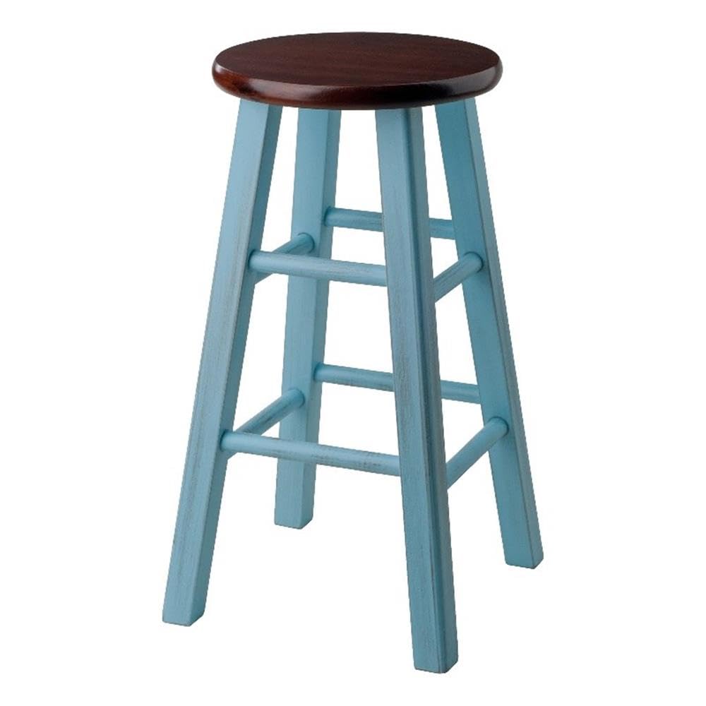 Winsome Wood Ivy Counter Stool, Rustic Light Blue And Walnut, 24&quot;