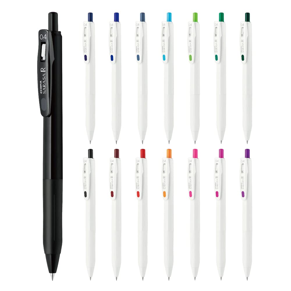Zebra Jjs29-15C-Az Gel Ballpoint Pen, Sarasa R, 0.02 Inch (0.4 Mm), 14 Colors, Set Of 15