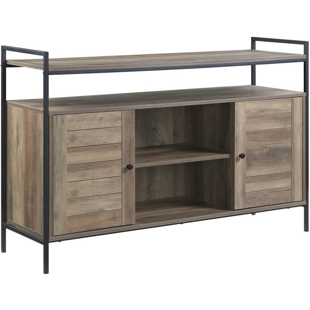 Acme Baina Wooden TV Stand with 2 Open Shelves in Rustic Oak and Black