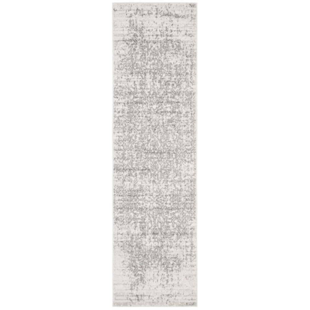 SAFAVIEH Madison Collection Runner Rug - 23 x 12, Silver & Ivory, Snowflake Medallion Distressed Design, Non-Shedding & Easy C
