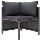 vidaXL - Gray Poly Rattan Sectional Corner Sofa with Cushions | Versatile Outdoor Garden Furniture | Highly Durable & Weather-Resistant | Comfortable Seating