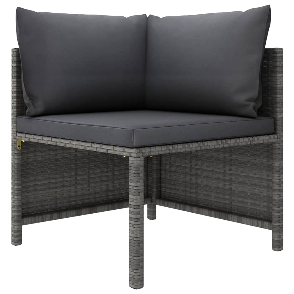 vidaXL  Gray Poly Rattan Sectional Corner Sofa with Cushions | Versatile Outdoor Garden Furniture | Highly Durable & WeatherRe