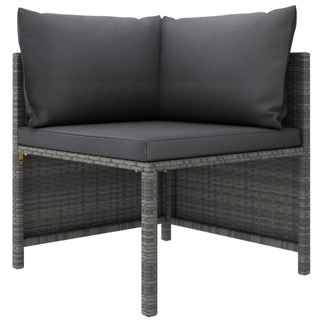 vidaXL 4-Seater Patio Sofa with Cushions - Sturdy Steel Frame Outdoor Lounge Seat, Water-Resistant PE Rattan Construction, Comfy Polyester-Covered Cushions in Anthracite Grey