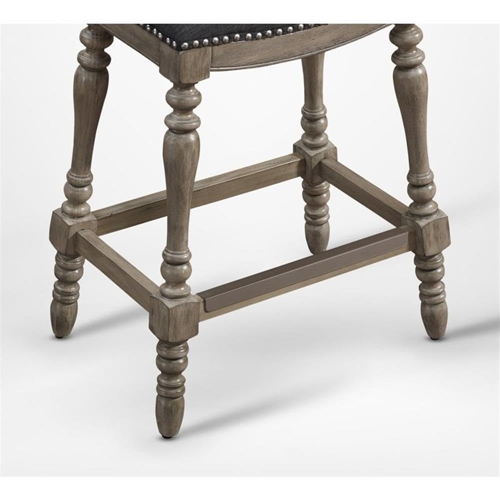 Comfort Pointe Collins Charcoal Fabric Saddle Seat Wood Frame Counter Stool