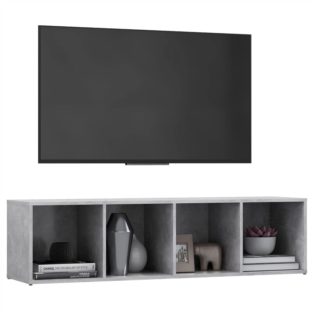 vidaXL Modern TV Stand - Concrete Gray - 56.1&quot;x13.8&quot;x14.4&quot; - Engineered Wood - Versatile Horizontal/Vertical Placement Options - 4 Compartments for Organized Storage