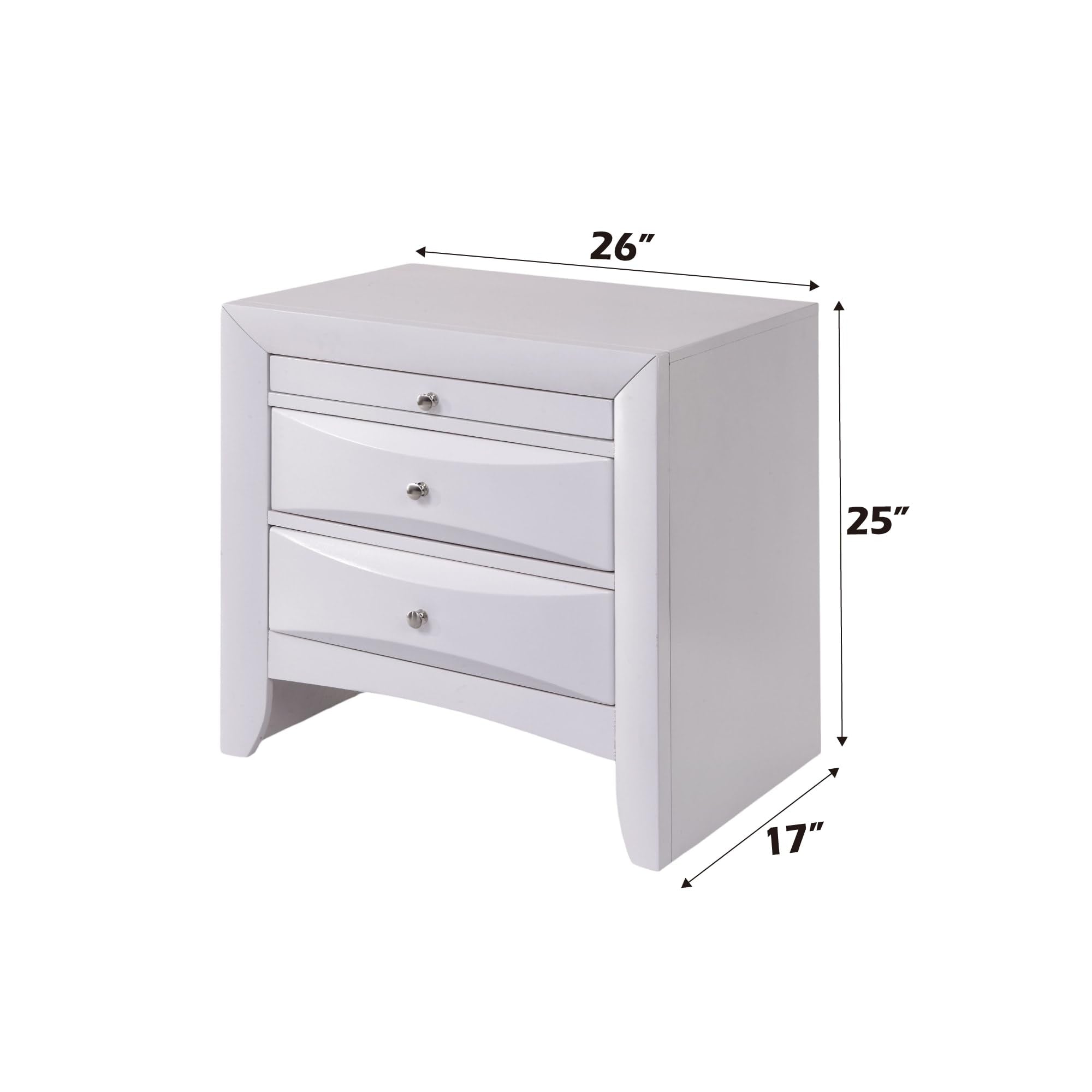 Acme Ireland 2 Drawer Wood Nightstand In White