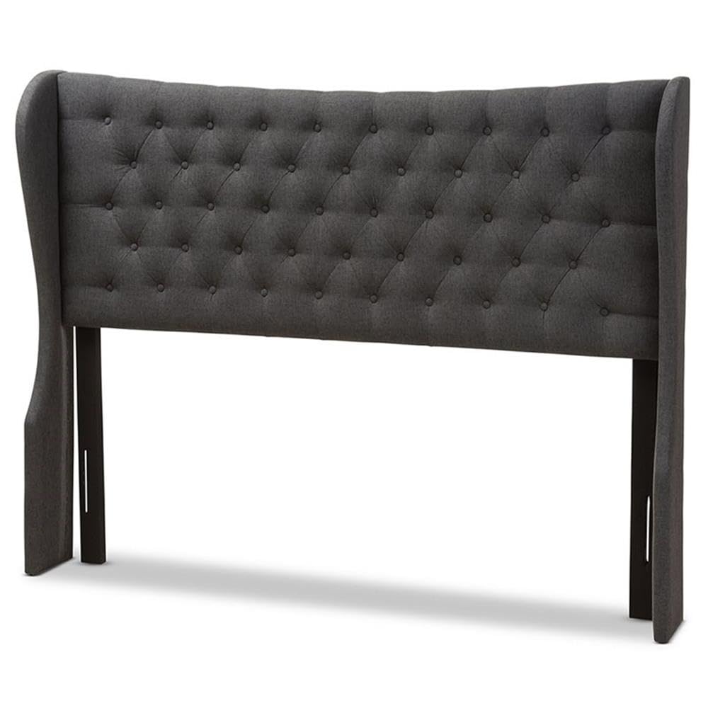 Baxton Studio Cadence Queen Winged Panel Headboard in Dark Gray