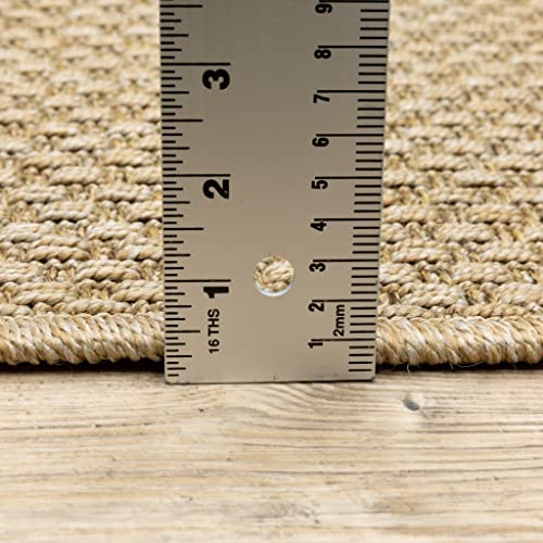 HomeRoots Polypropylene 8’ Round Solid Sand Beige Indoor Outdoor Area Rug