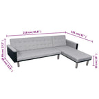 vidaXL L-Shaped Sofa Bed Fabric Black and Gray