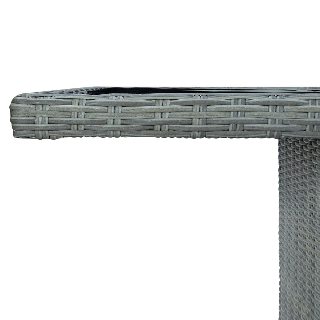 Patio Table Light Gray Poly Rattan and Tempered Glass