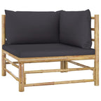 vidaXL 2-Piece Scandinavian Style Patio Lounge Set - Bamboo Construction with Removable and Washable Dark Gray Cushions - Easy Assembly and Lightweight for Easy Movement