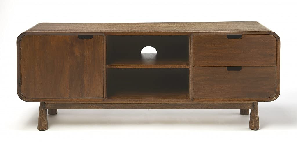 HomeRoots Medium Brown Solid Manufactured Wood Drayton Modern Wood Entertainment Console