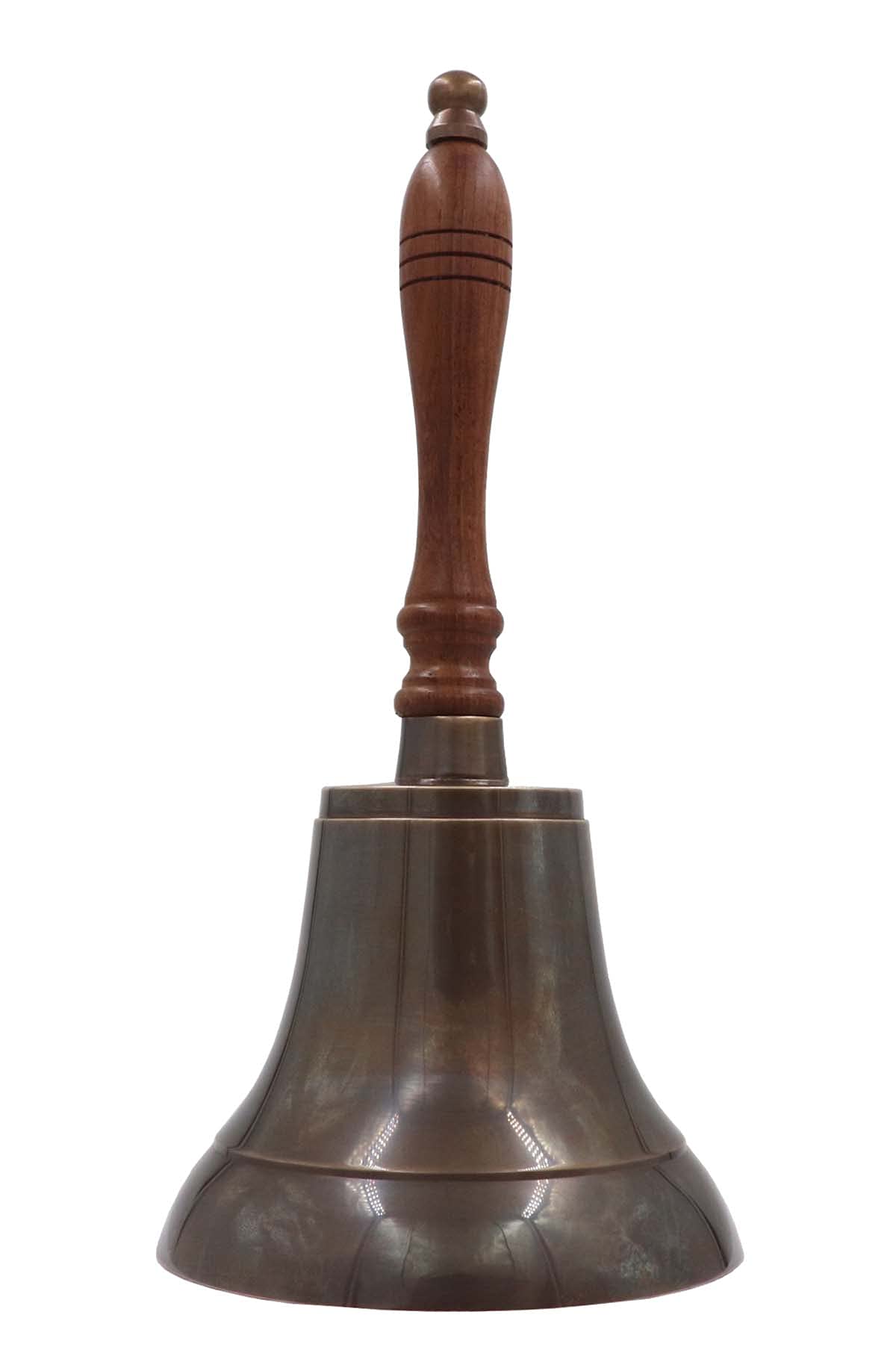 Large & Heavy Solid Brass Loud Hand Call Bell For Weddings, Christmas, School 11'(H) 5'(D) Antique Brass By The Metal Magician