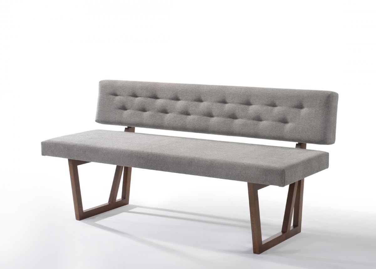 HomeRoots 473160 63 in. Upholstered Linen Blend Dining Bench Gray & Brown