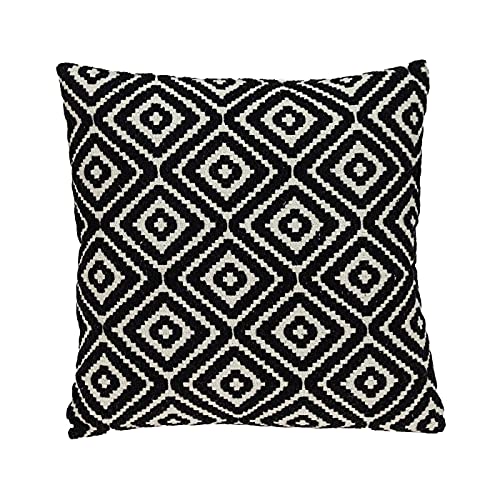 HomeRoots Black 100% Cotton Ebony and Ivory Diamonds Throw Pillow