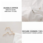 Ecocott White Duvet Cover Full Size, 100% Washed Cotton 1 Duvet Cover With Zipper And 2 Pillowcases, Ultra Soft And Easy Care Br