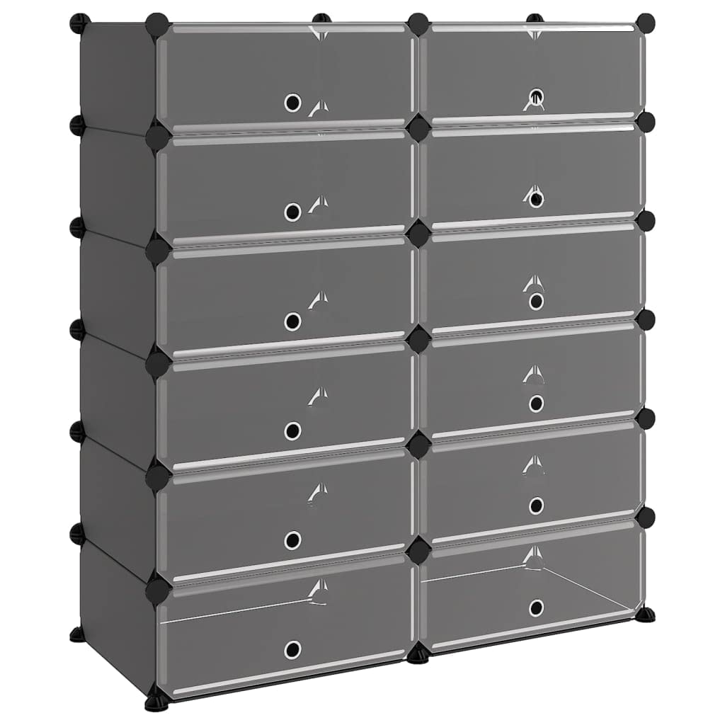 vidaXL Black Shoe Rack – User-friendly Design with Versatile Home, Office and Dormitory Application, Robust PP and Steel Construction, 37.2&quot;x14.4&quot;x41.7&quot;