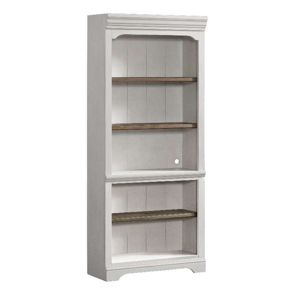 Intercon Drake Home Office 76&quot; Wide Bunching Bookcase with 3 Shelves, Rustic White & French Oak