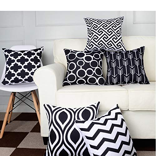 Aerohaven Set Of 6 Satin Abstract Designer Decorative Throw Pillow/Cushion Covers  (Black, 18 X 18 Inch)