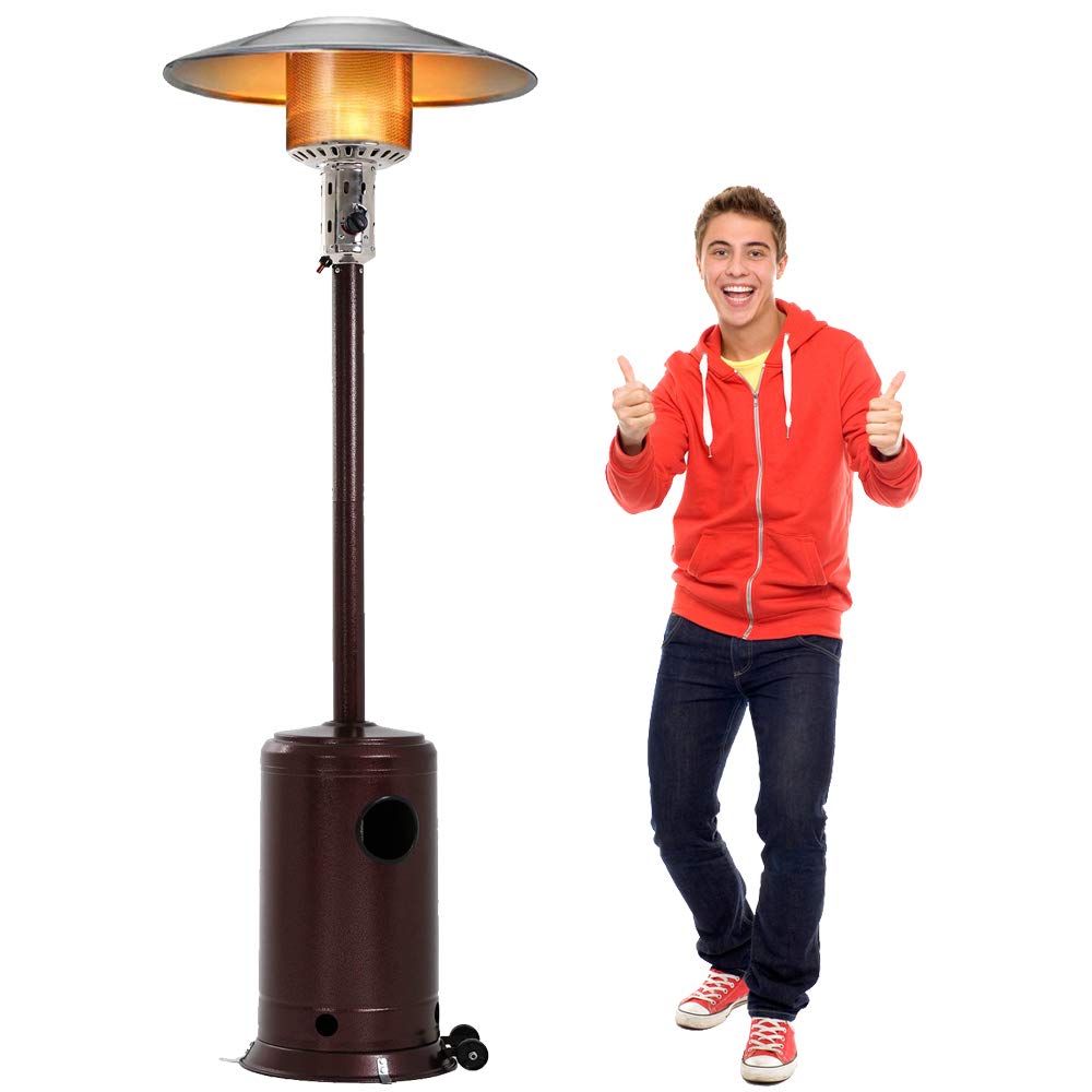 Outdoor Patio Heater With Wheels Portable 47,000 Btu Commercial Lp Gas Propane Heater Auto Shut Off 88 Inches Tall Standing Pati
