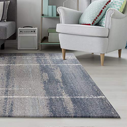 HomeRoots Polypropylene 3'x5' Blue Machine Woven Ombre Indoor Area Rug