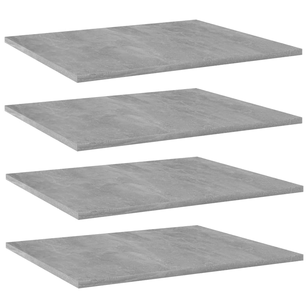 vidaXL Versatile Bookshelf Boards - 4 Pieces Set, Engineered Wood, Concrete Gray, Easy to Clean, Replacement or Additional Storage