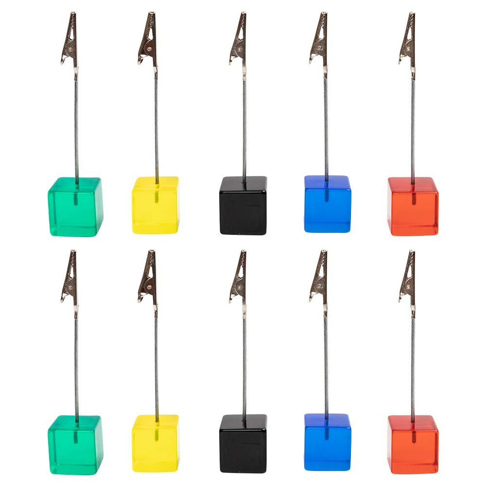 10Pcs Table Number Holder Name Place Card Holder Memo Clip Holder Stand Note Holder Pictures Card Paper Menu Clip (Colorful)