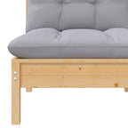 vidaXL Solid Pinewood Patio Middle Sofa with Gray Cushions – Durable Outdoor Furniture with Modular Design for Personalized Configuration