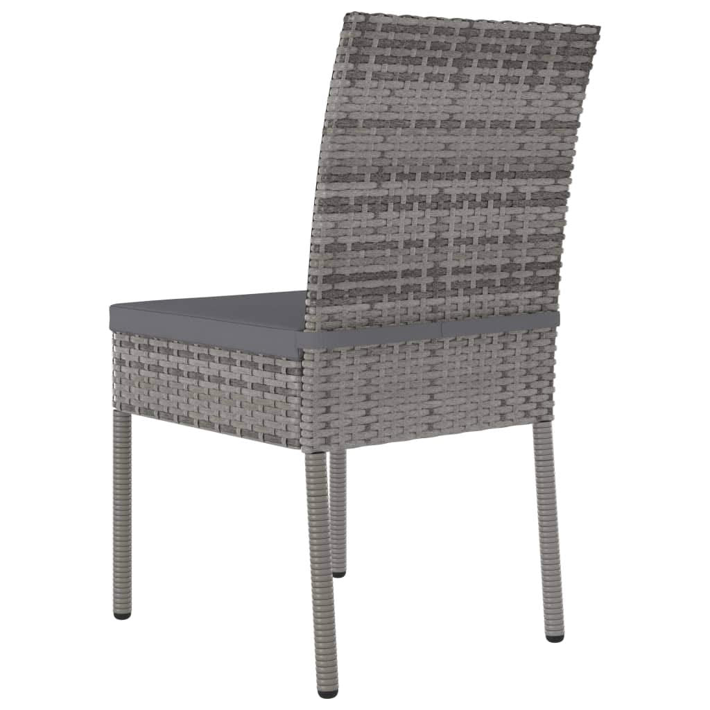 Patio Dining Chairs 4 pcs Poly Rattan Gray