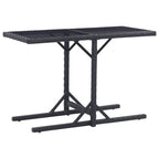 vidaXL- Black Patio Table - Poly Rattan - Glass Top - Weather Resistant - Easy Assembly - 43.3"x20.9"x28.3"