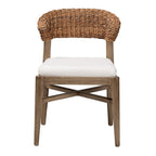 Baxton Studio Chloe Modern Bohemian Walnut Brown Finished Mahogany Wood and Natural Rattan Dining Chair