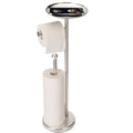 Noonext Toilet Paper Holder with Stainless Steel Tray at The Top for Bathroom, Heavy Base No Tipping Over (Stainless Steel, Brus