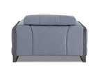 HomeRoots Light Blue Italian Leather Mod Slate Blue Leather and Chrome Deco Accent Chair