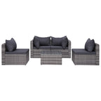 vidaXL 5 Piece Garden Sofa Set with Cushions & Pillows Outdoor Lounge Sofa Patio Sofa Garden Furniture Set Durable Sturdy Poly Rattan Gray